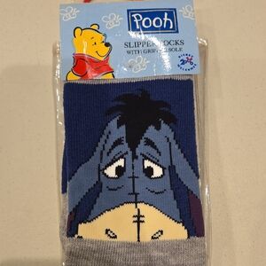 Disney Gray Socks with Black Leaf Design